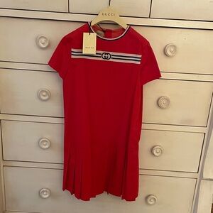girls size 10 Gucci Cotton Short-Sleeve Pleated Tennis Dress , NWT , from Italy